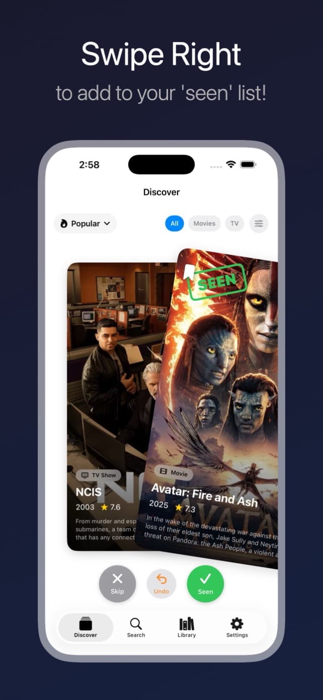 FlickSwiper app screenshot